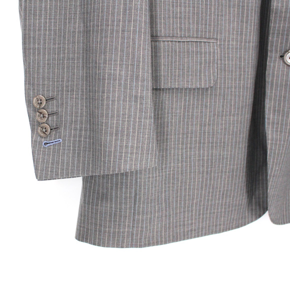Holland & Sherry Savile Row Royal Classic Wool Grey Stripe Suit Jacket 46 Blazer - Picture 3 of 7
